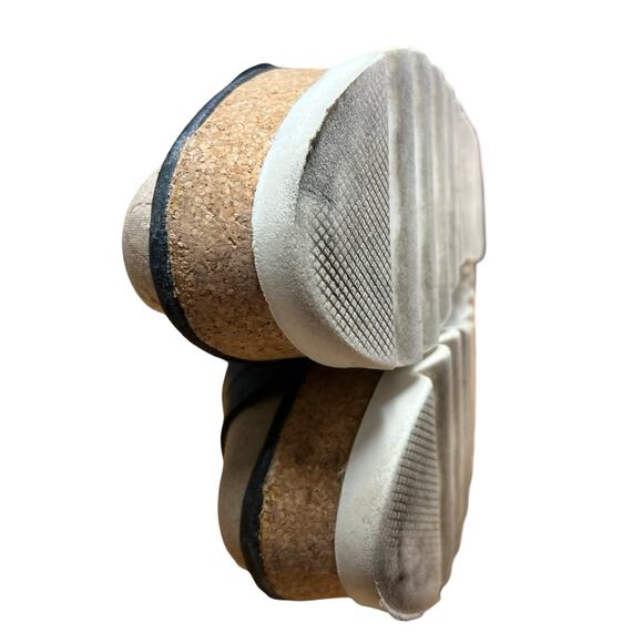 Steve Madden Black Leather Kristen Wedge Cork Platform Sandal Size 8 1/2 - Picture 4 of 9